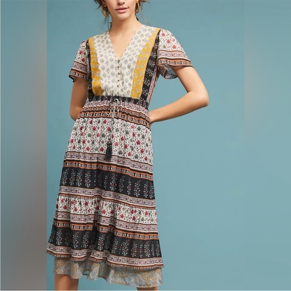 Anthropologie One September Provençal BOHO MIDI Dress Size Extra Small